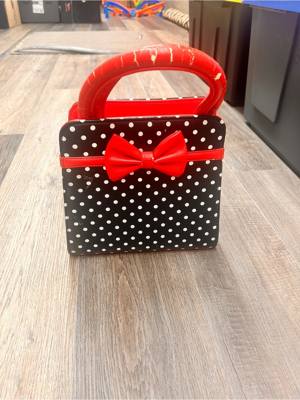 Red & Black Bow Polka Dot Handbag purse